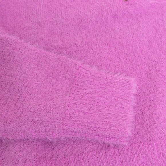 John + Jenn Clarke Polo Knit Sweater Fuzzy Petal Pink Boxy Cropped - Picture 8 of 15